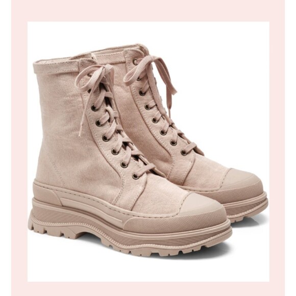 Free People Camp Out Canvas Lace Up Combat Boots Women's Size 10 EU 40 NIB - Picture 1 of 11